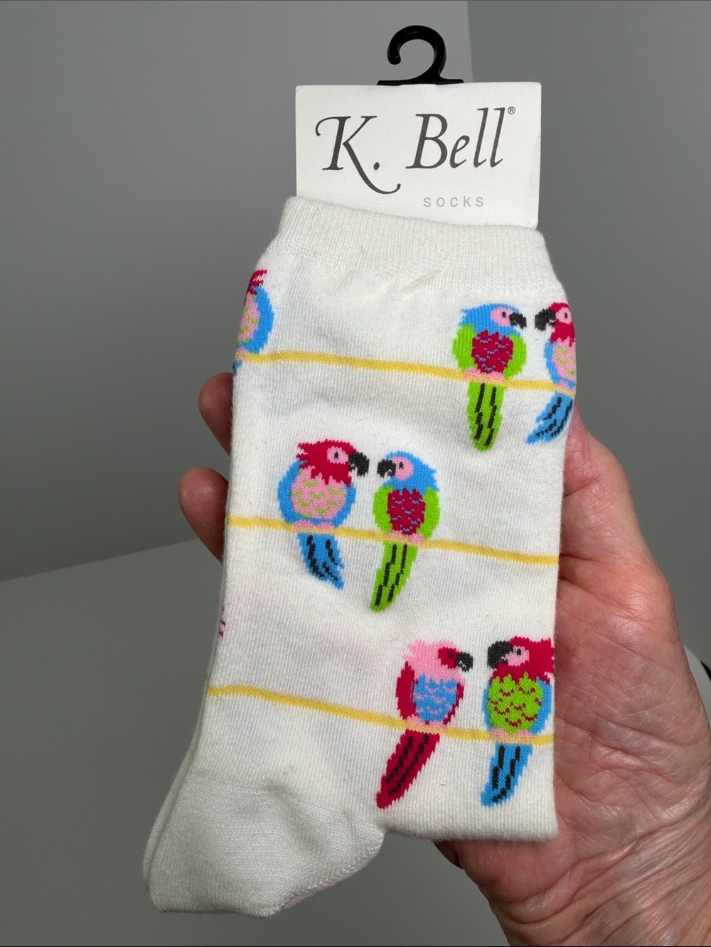 Designer Parrot Crew Socks Women’s 9-11 Whimsical Boho Parakeet Macaw Amazon